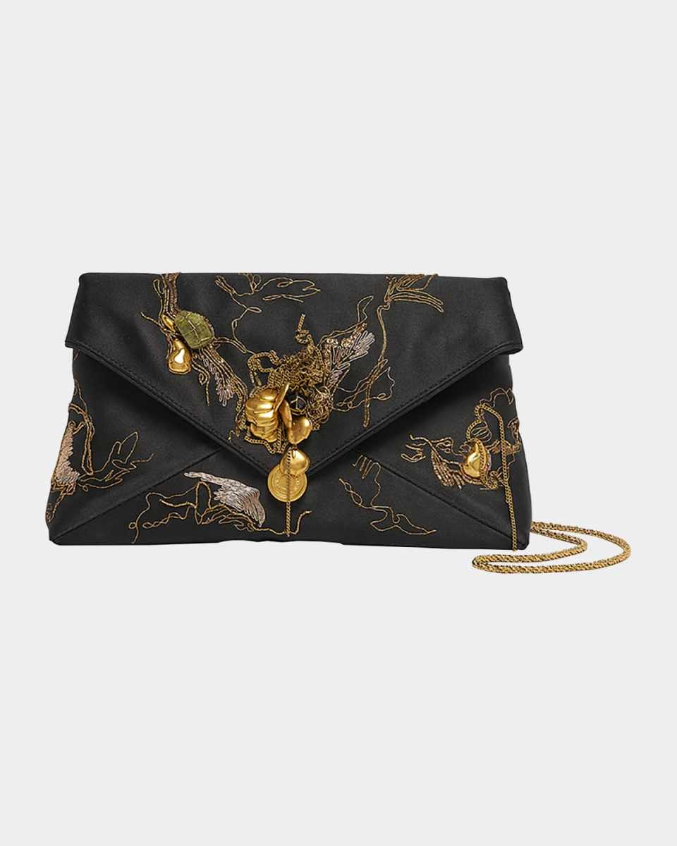 Envelope Flap Embellished Clutch Bag